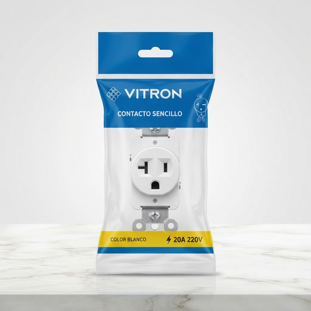 TOMACORRIENTE VITRON SENCILLO TIPO CHINO 20AMP