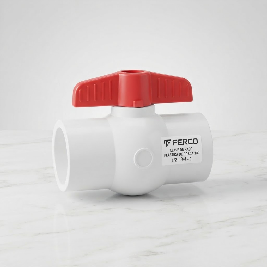 LLAVE DE PASO PLASTICA DE ROSCA 3/4 FERCO