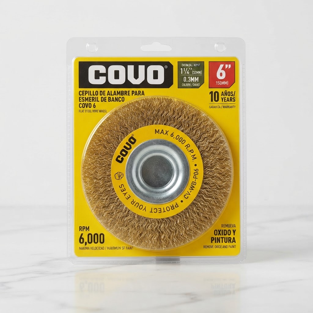CEPILLO DE ALAMBRE PARA ESMERIL DE BANCO COVO 6