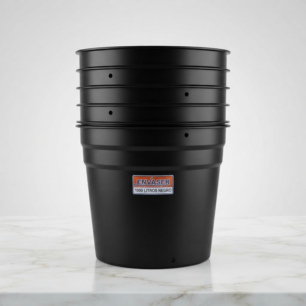 TANQUE CONICO ENVASER 1000 LITROS NEGRO