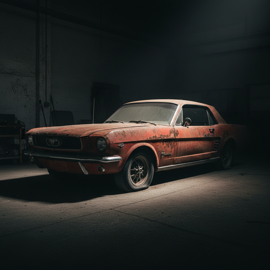 Rusty Mustang before restoration