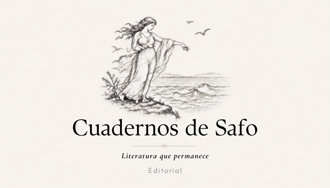 Grabado clásico de Safo junto al mar mediterráneo