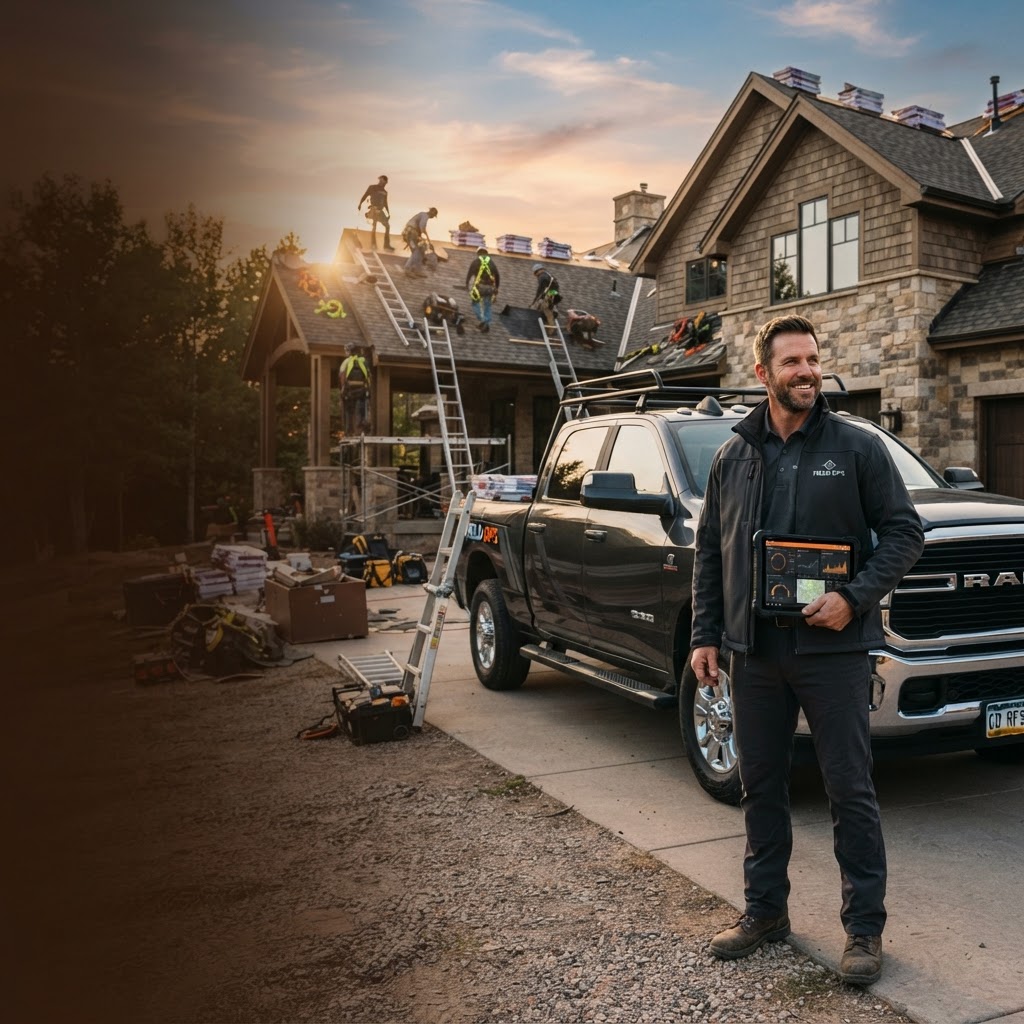 Construction project manager using the EZ Exteriors Portal in the field