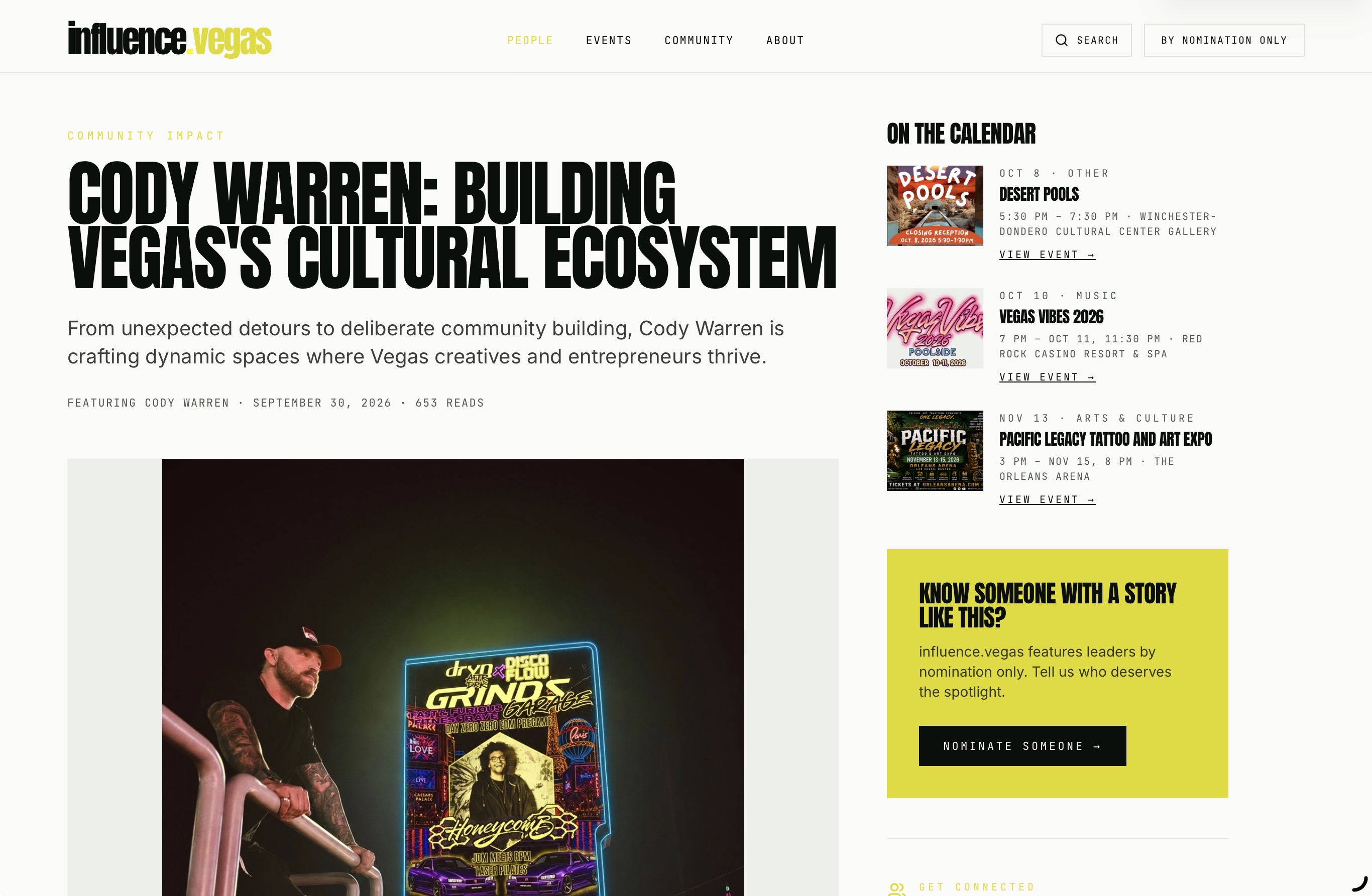 Influence Vegas article: Cody Warren: Building Vegas’s Cultural Ecosystem