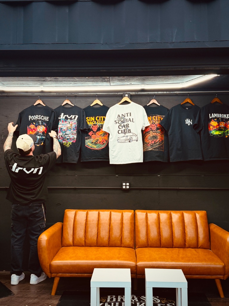 DRVN Merch Wall — wearable art and creative collaboration
