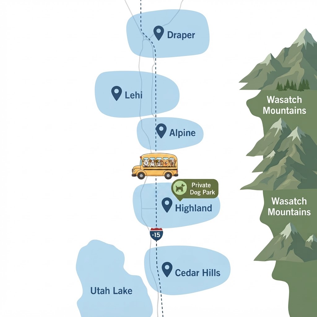 Waggin' Wagon service coverage map โ Draper, Lehi, Highland, Alpine, Cedar Hills