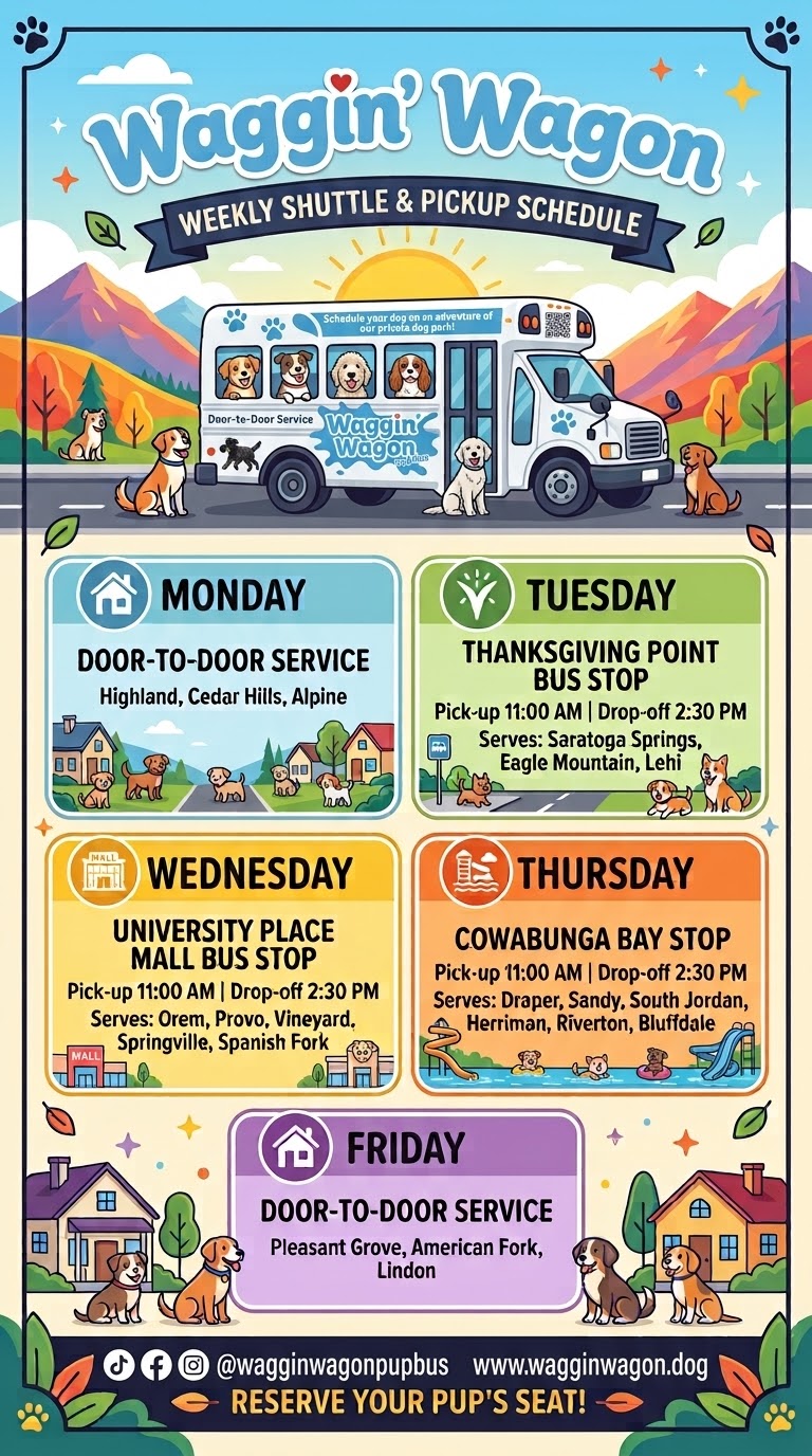 Waggin' Wagon weekly shuttle and pickup schedule