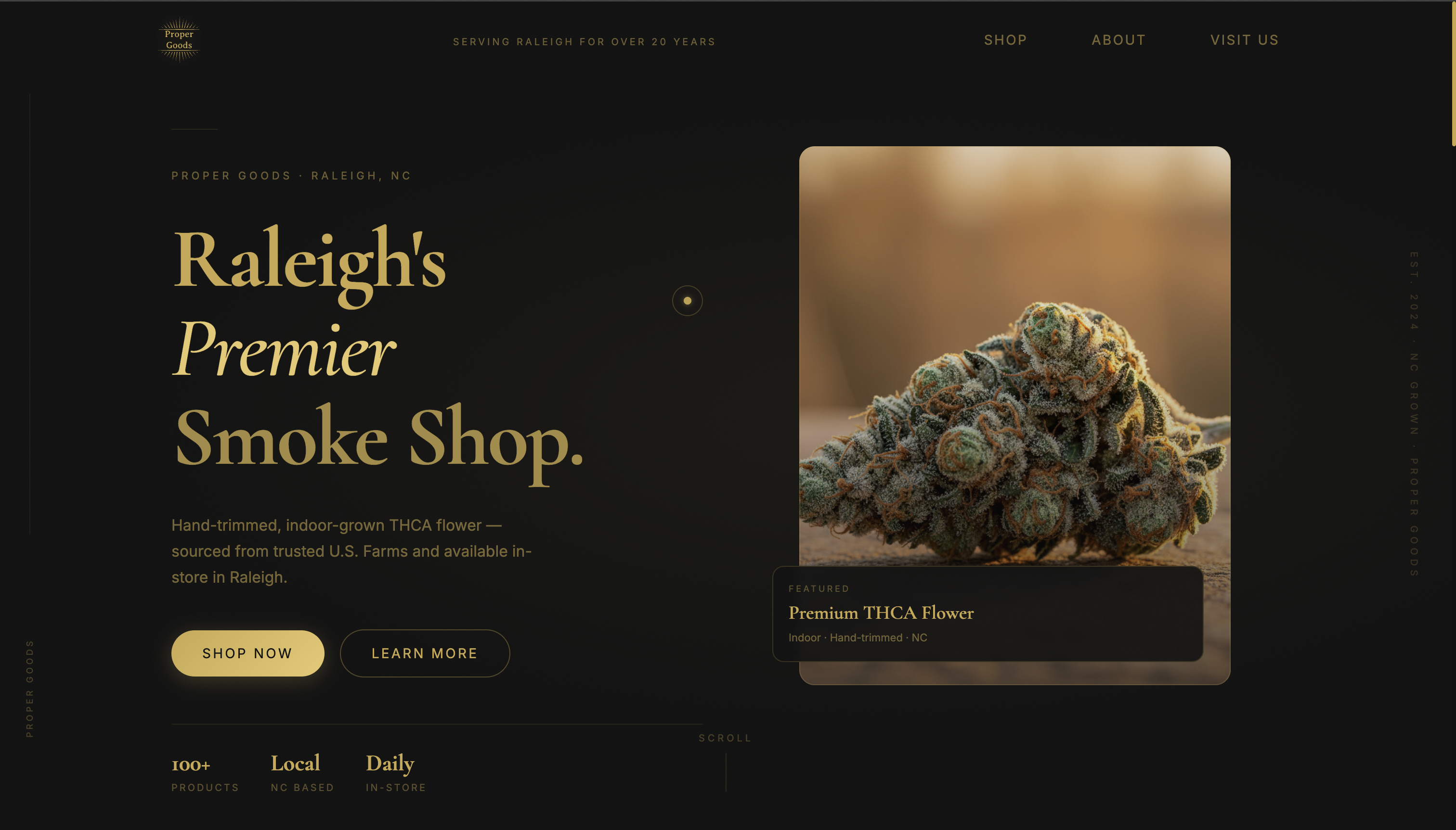 Proper Goods NC homepage