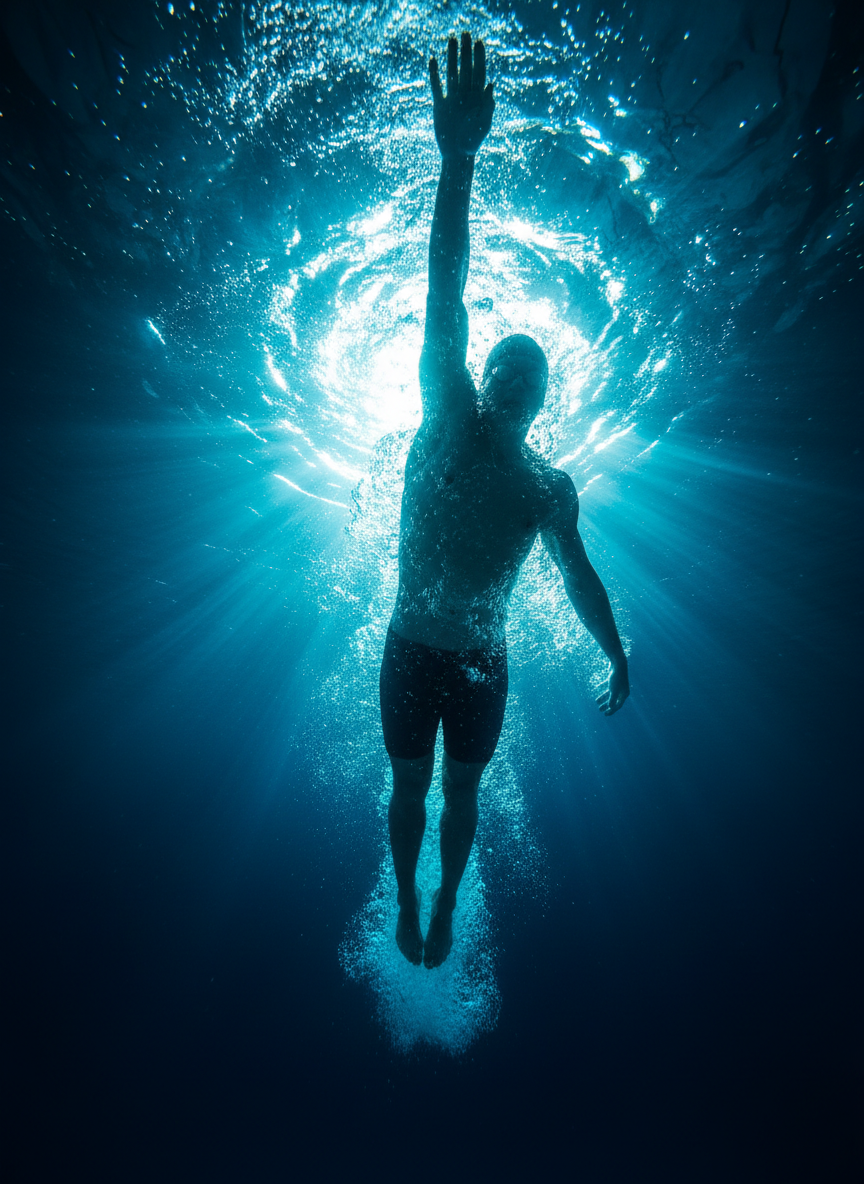 Swimmer mid-stroke