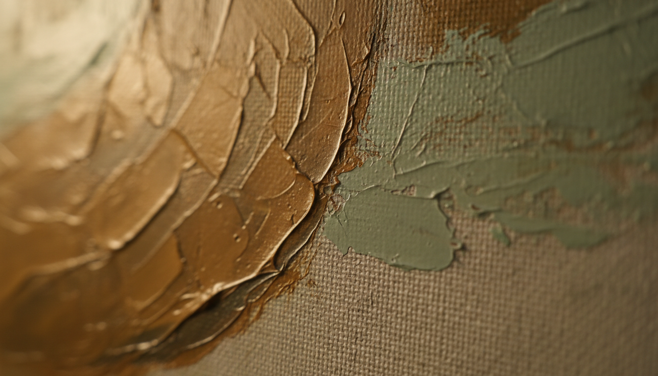 Canvas texture detail where two colors meet