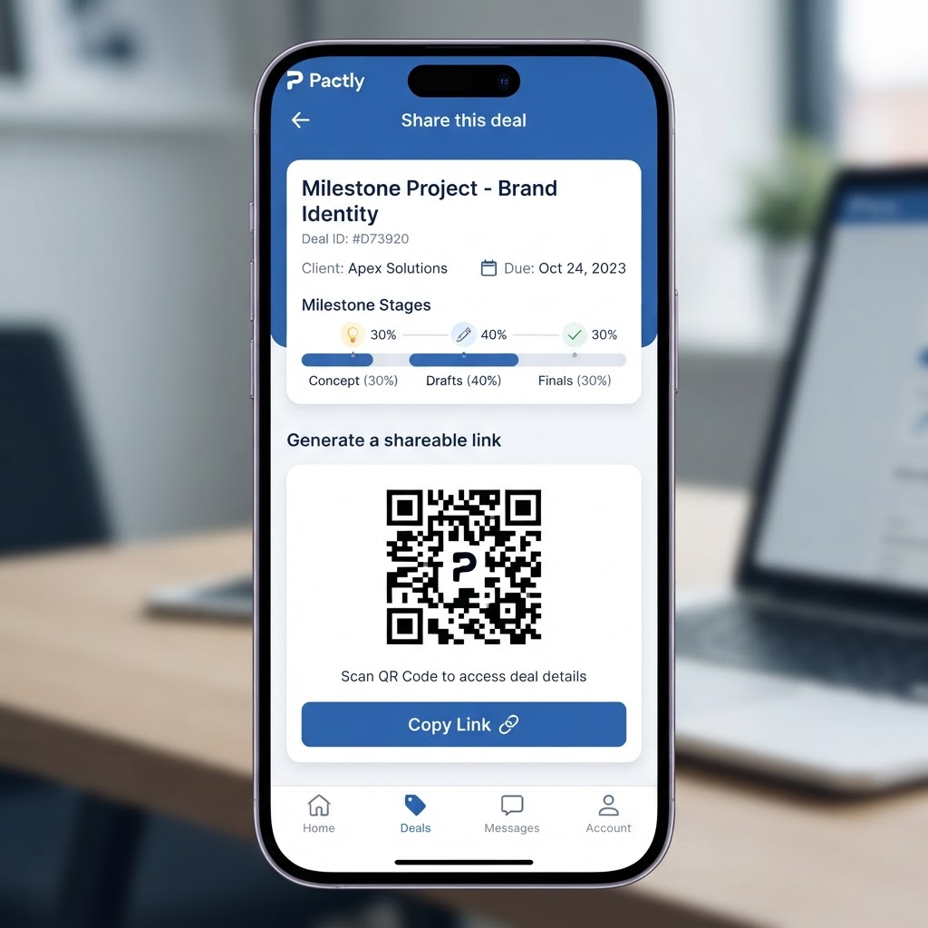 The deal shows all 3 milestones completed — payment released per stage.