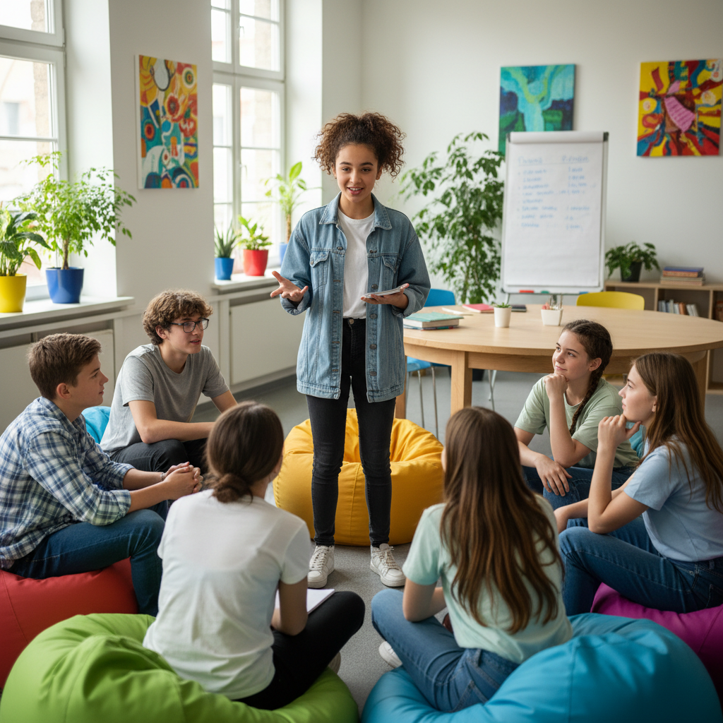 Student leading a discussion