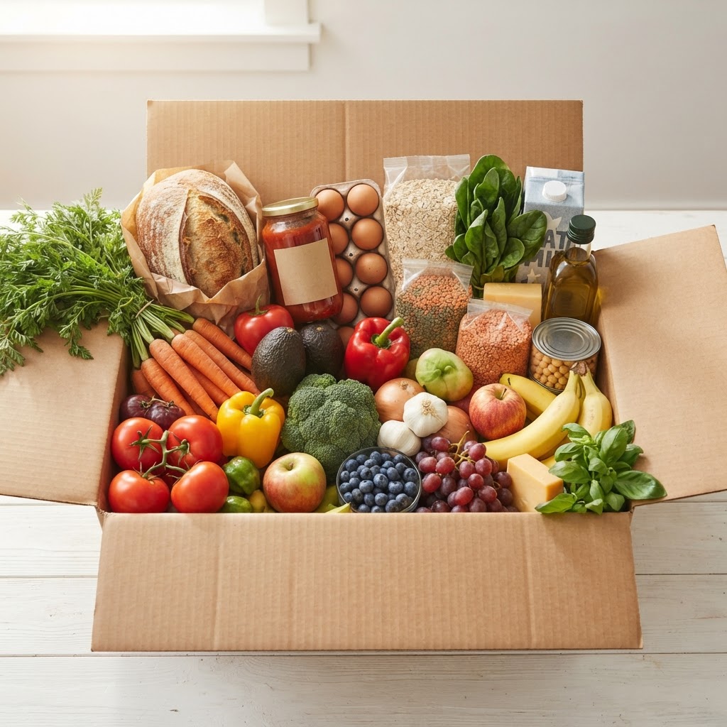 Variety of food boxes