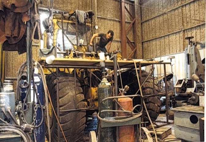 Heavy equipment repair in the shop