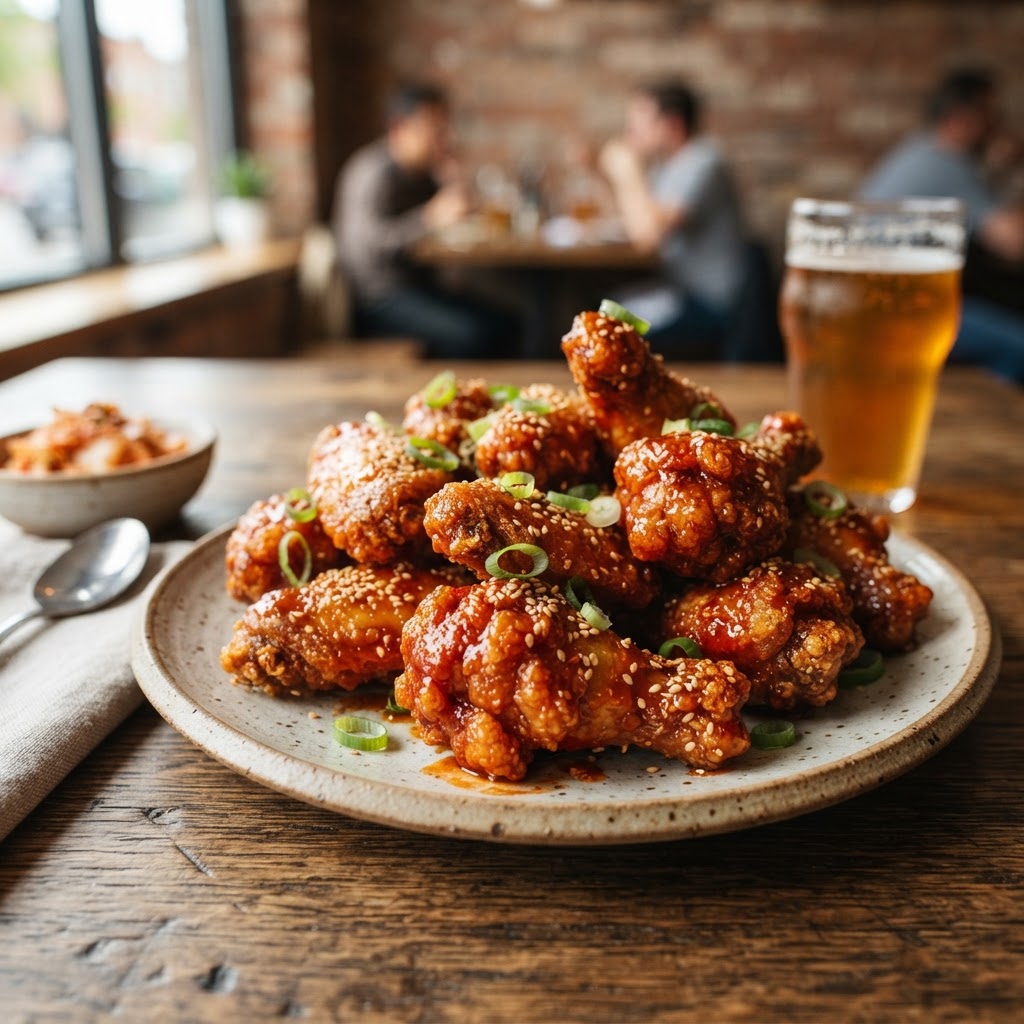 Korean Fried Chicken with Gochujang Glaze