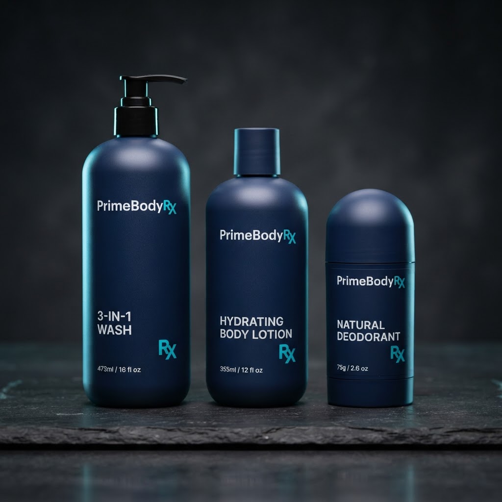 Recovery line: three-in-one wash, lotion and deodorant