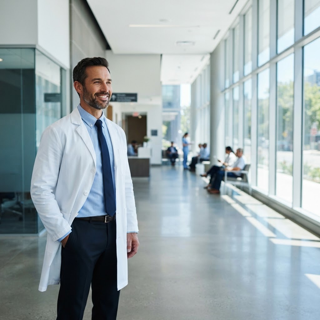 Physician and nurse practitioner in a modern practice