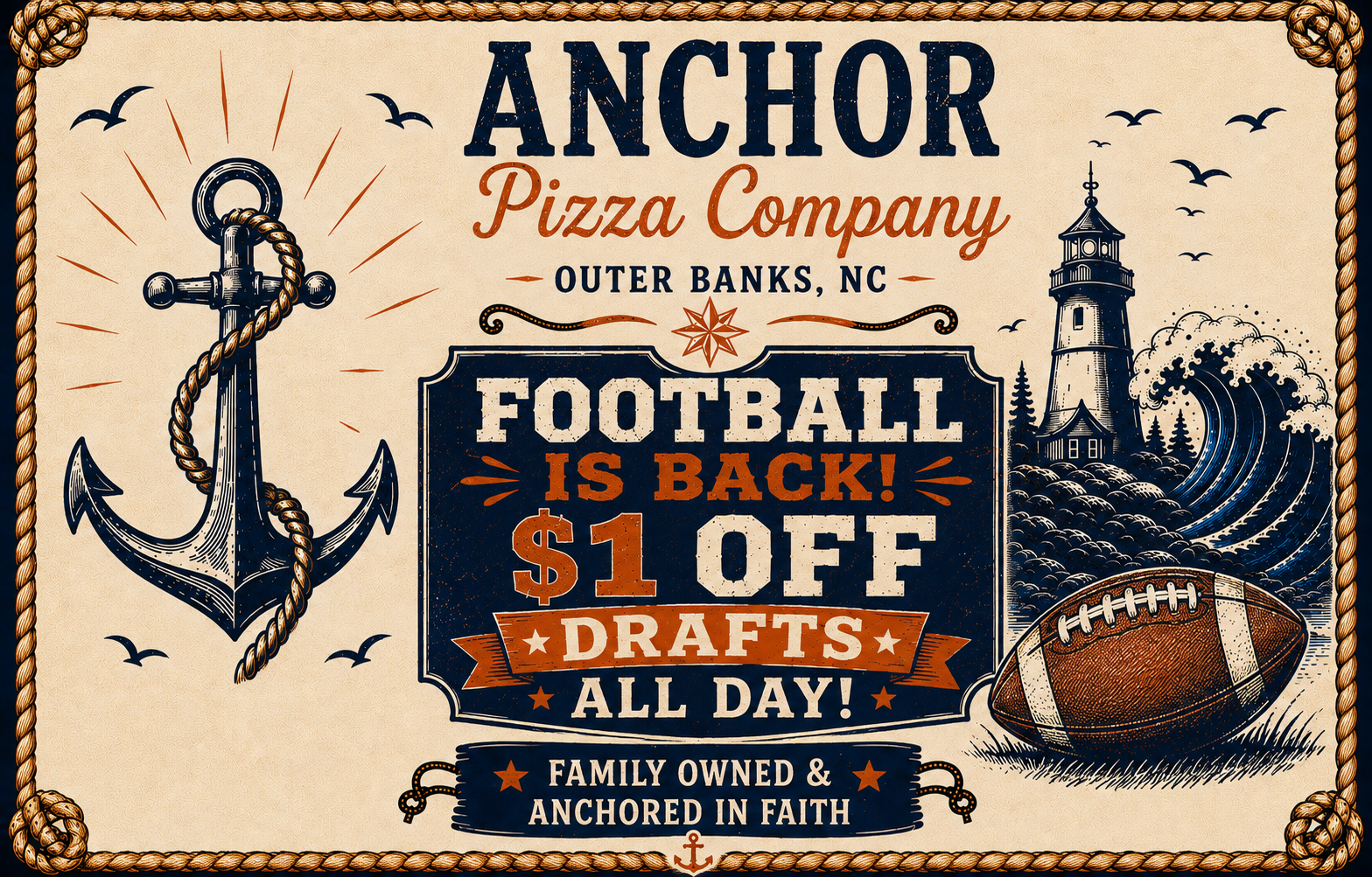 Anchor Pizza Company weekly specials menu