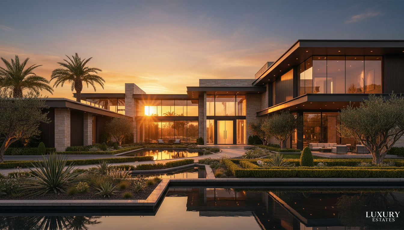 Luxury home at sunset