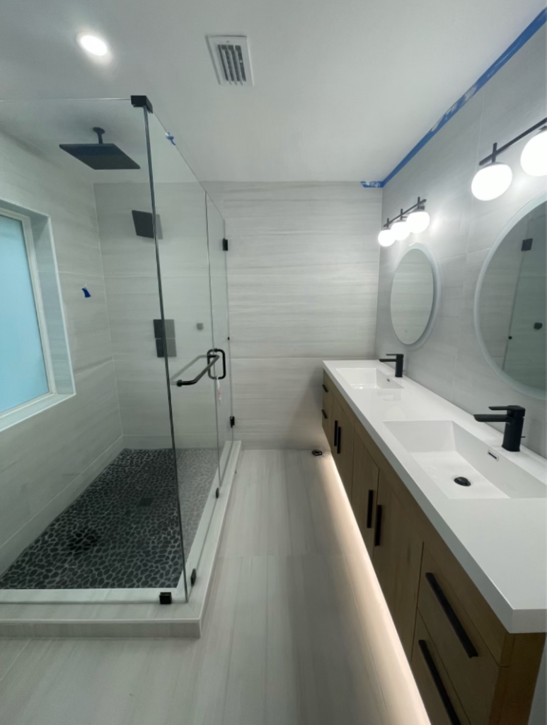 Double Vanity Walk-In Shower — South Florida by Carbon Haus Construction