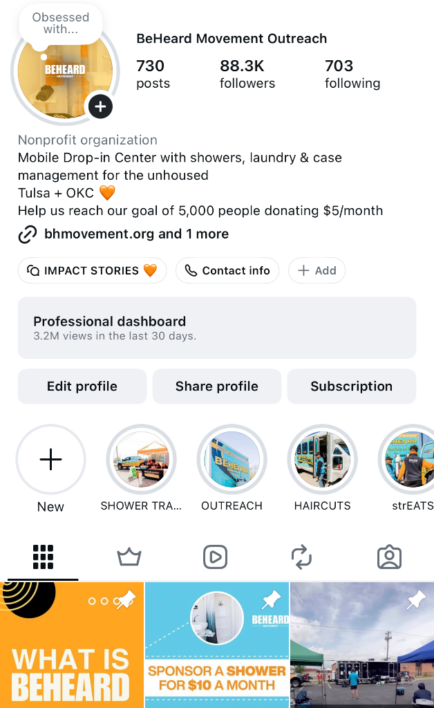 BeHeard Movement Instagram profile