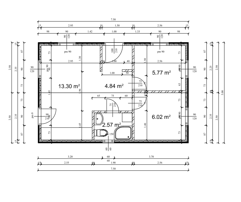 Tiszanána 38 m²-es eladó mobilházak alaprajz