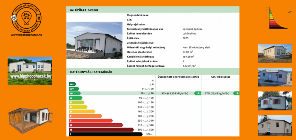 Acélvázas modulház energetikai besorolása és példaházak