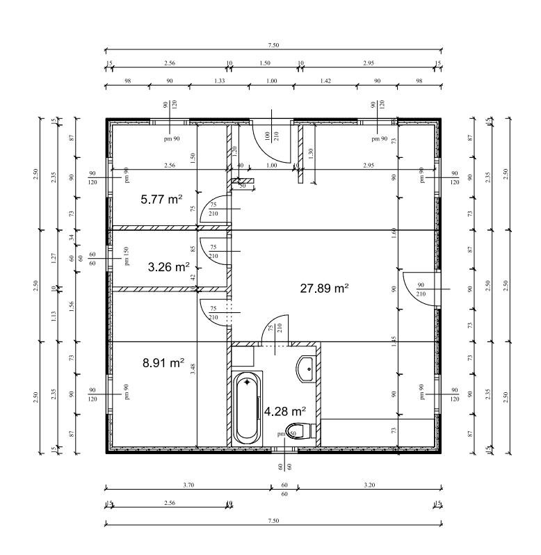 Csepel klasszikus 56 m²-es modulház alaprajz