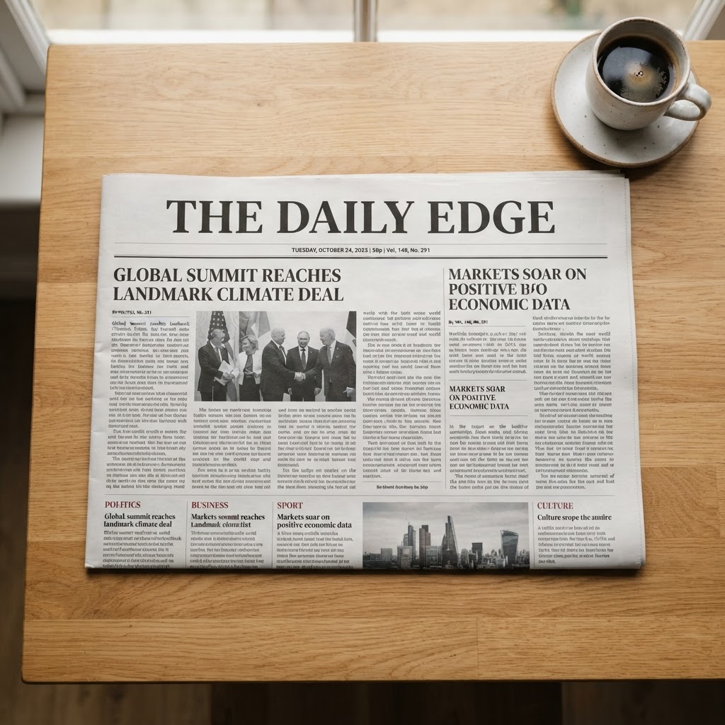 A newspaper laid open on a table