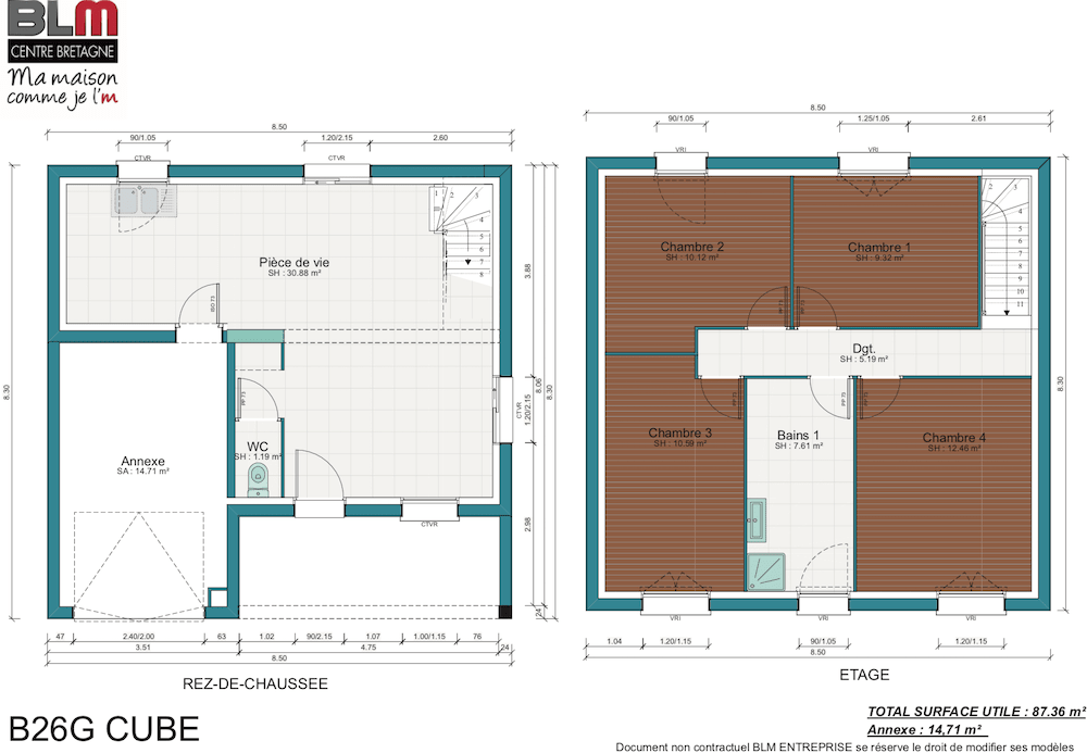Plan maison cubique B26 G