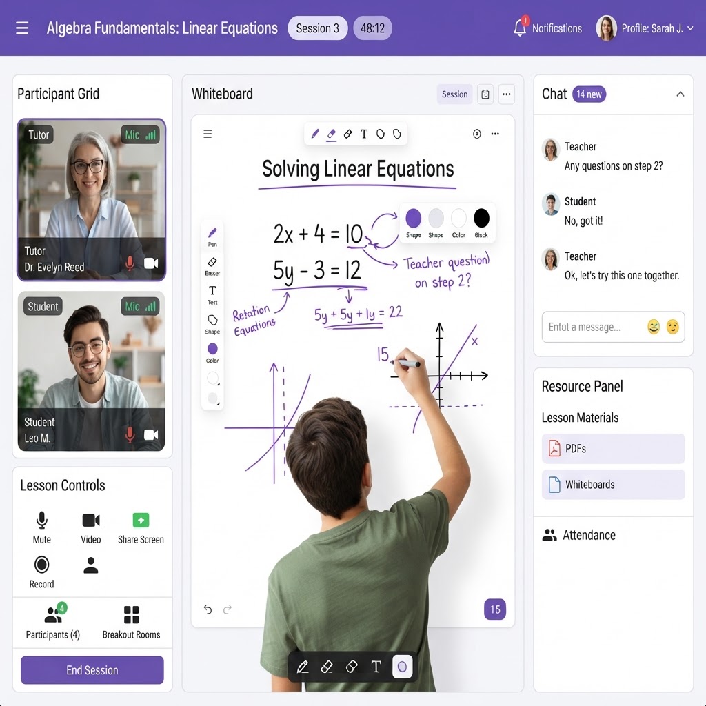 Online Tutor Platform dashboard