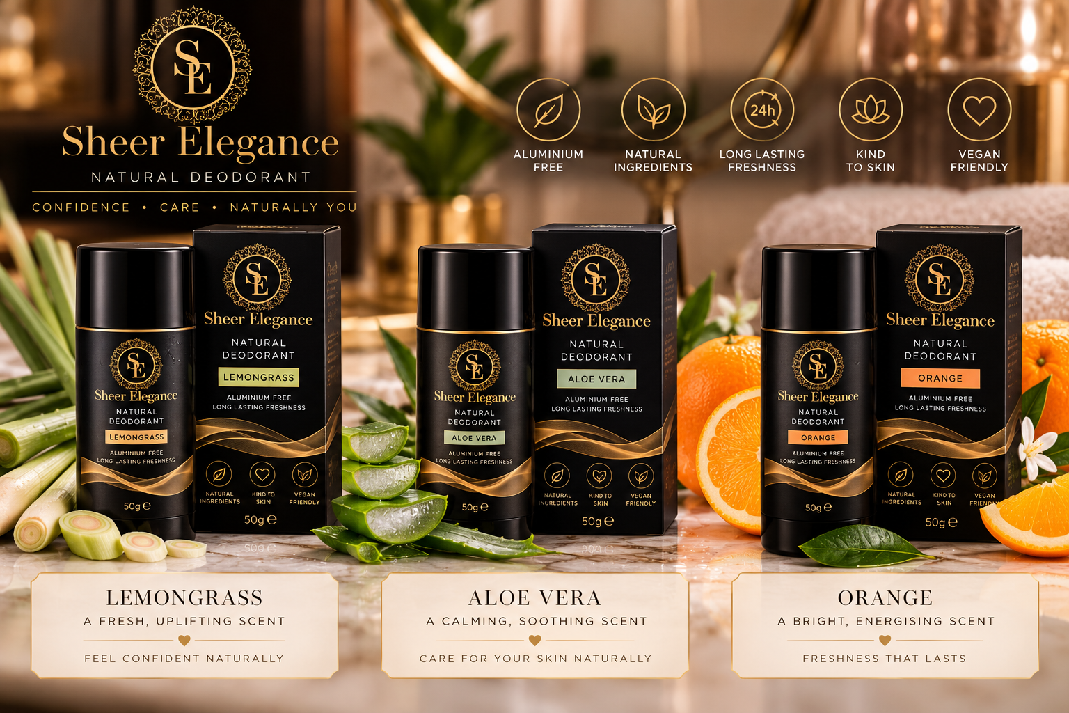 Sheer Elegance Natural Deodorant Collection mockup