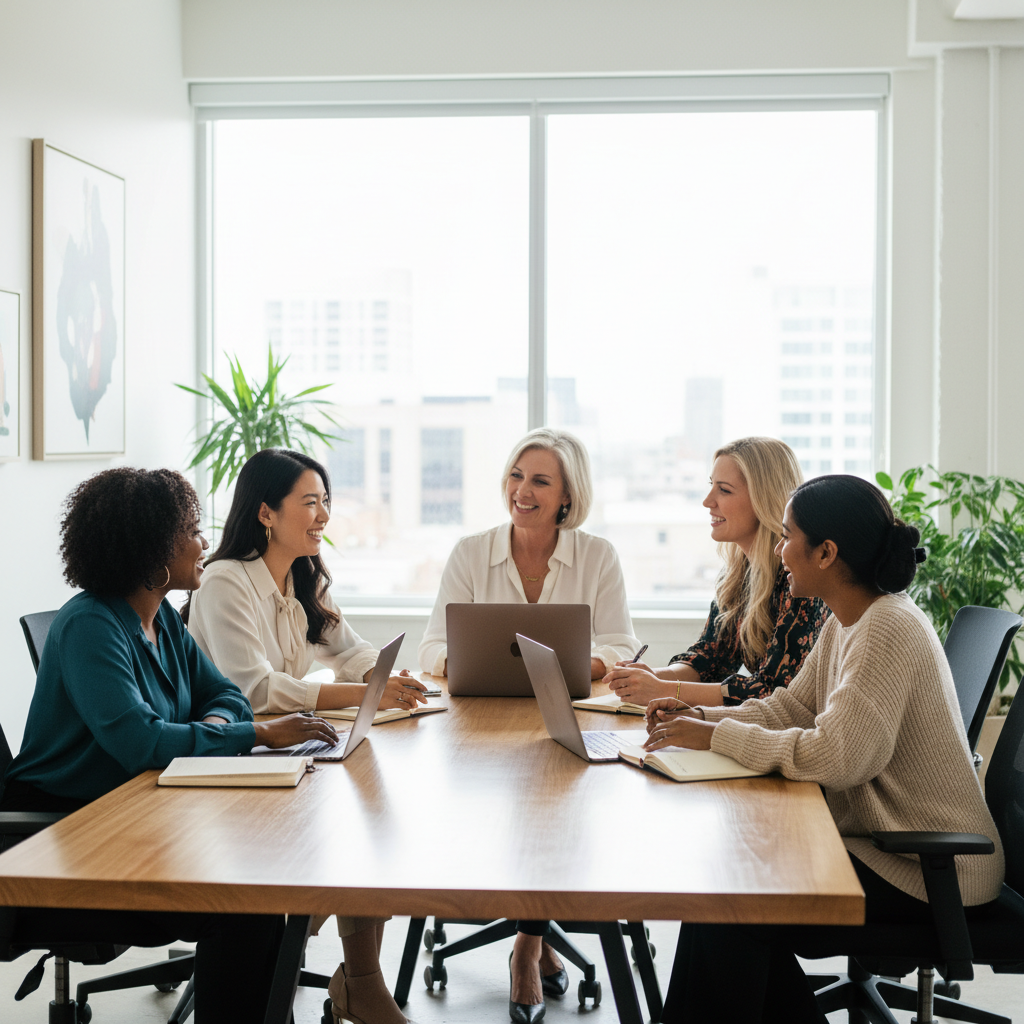 Diverse women collaborating