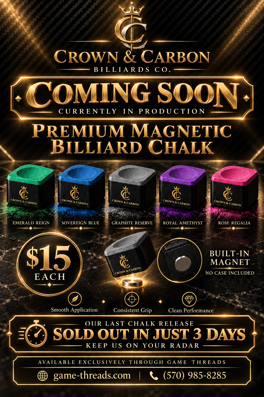 Crown & Carbon Premium Billiard Chalk