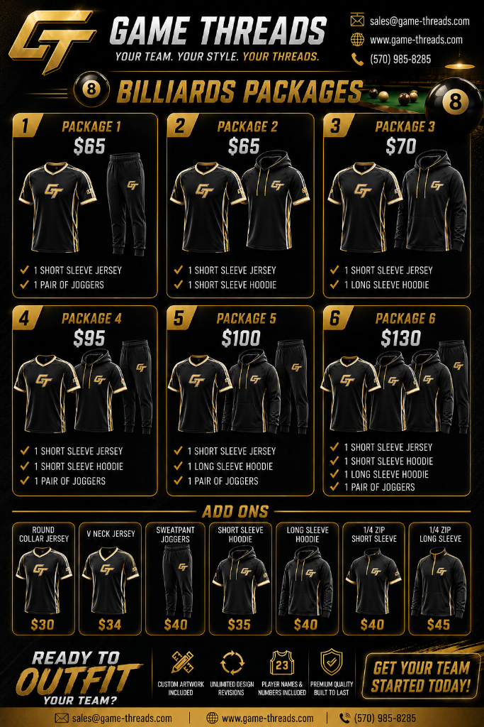 Billiards Programs custom uniforms