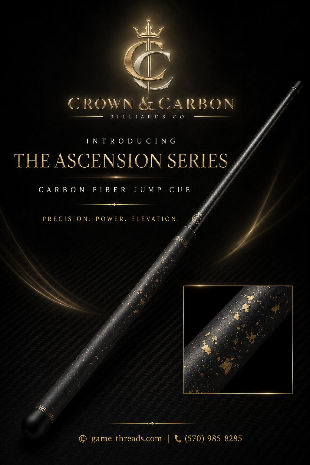 Crown & Carbon Ascension Series Carbon Fiber Jump Cue