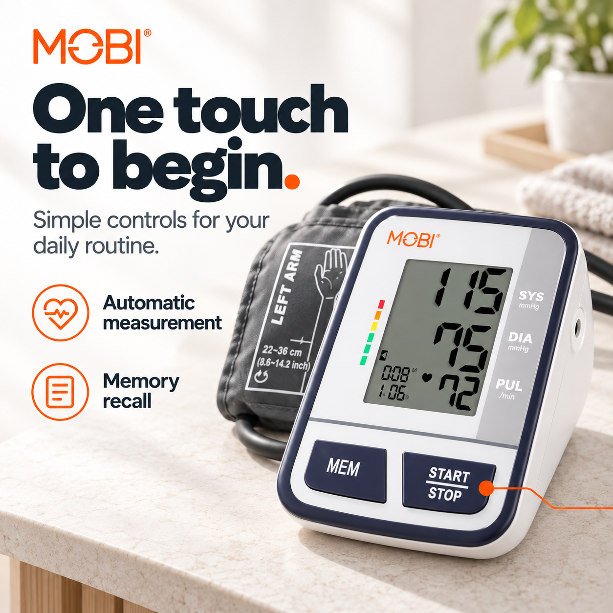 Upper Arm Blood Pressure Monitor with Memory Recall feature 5