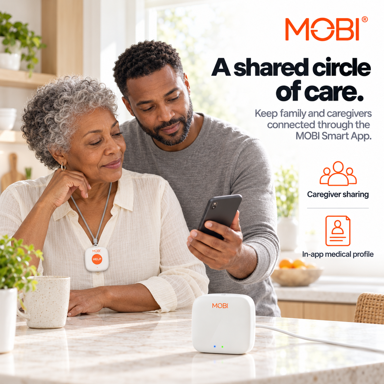 Emergency Caregiver Alert Button — Add-On HELP Button for MOBI Care Hub feature 2