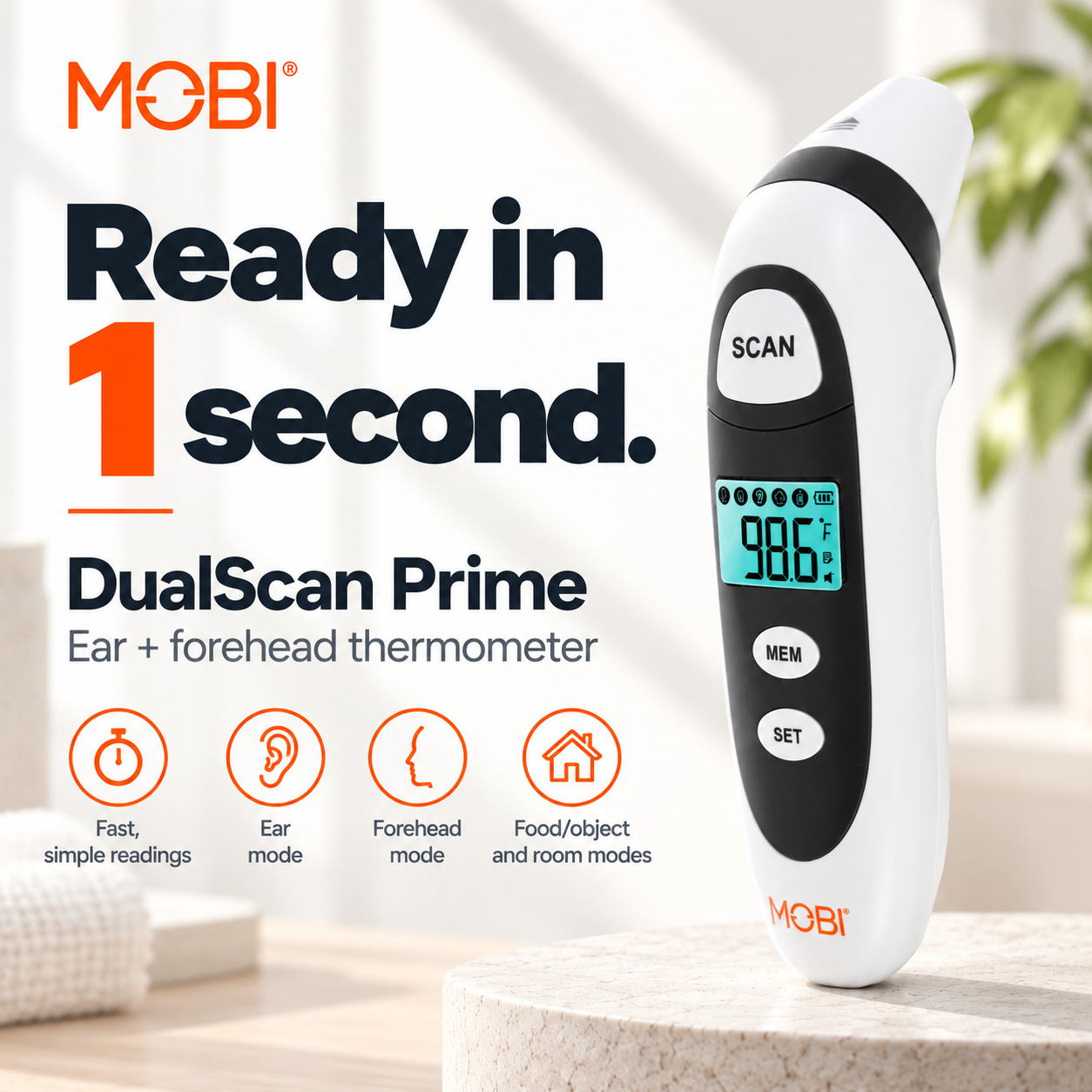 DualScan Prime Ear & Forehead Thermometer feature 3