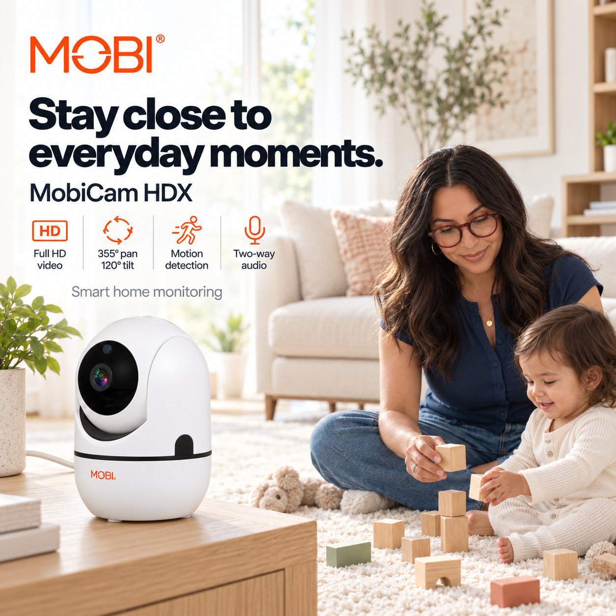 MobiCam HDX Smart HD Wi-Fi Pan & Tilt Nursery & Home Monitoring Camera feature 2