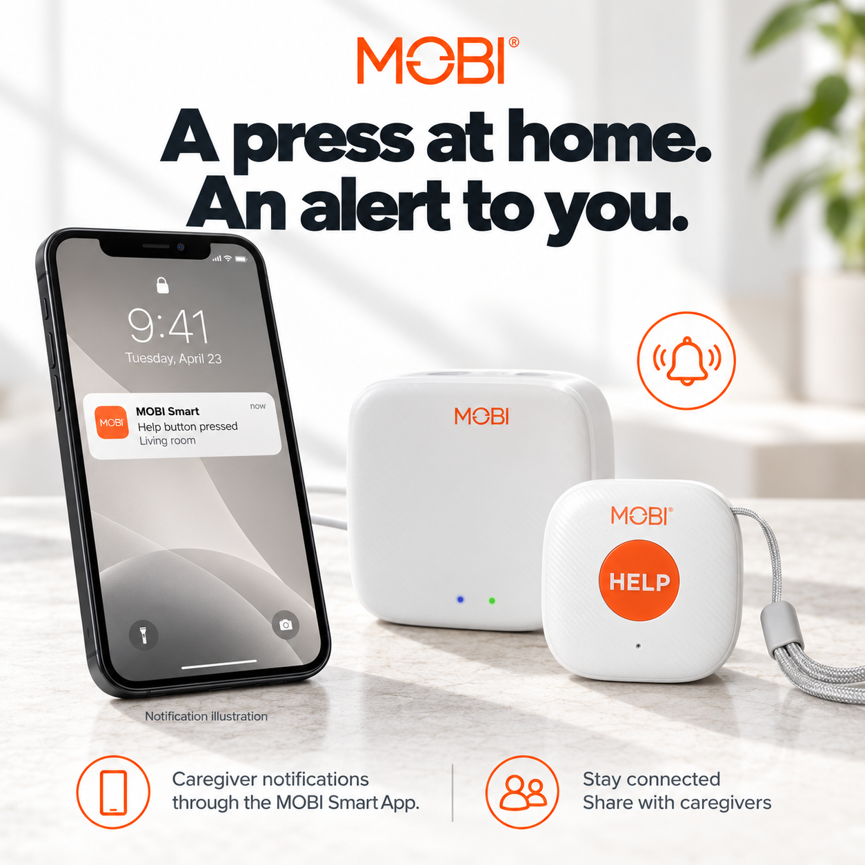 Emergency Caregiver Alert Button — Add-On HELP Button for MOBI Care Hub feature 5