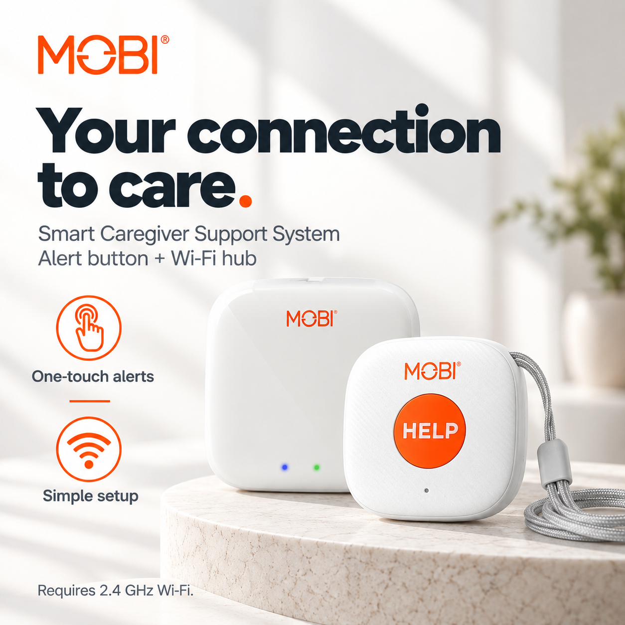 Emergency Caregiver Alert Button — Add-On HELP Button for MOBI Care Hub feature 4