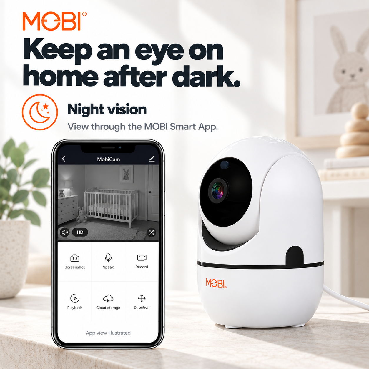 MobiCam HDX Smart HD Wi-Fi Pan & Tilt Nursery & Home Monitoring Camera feature 6