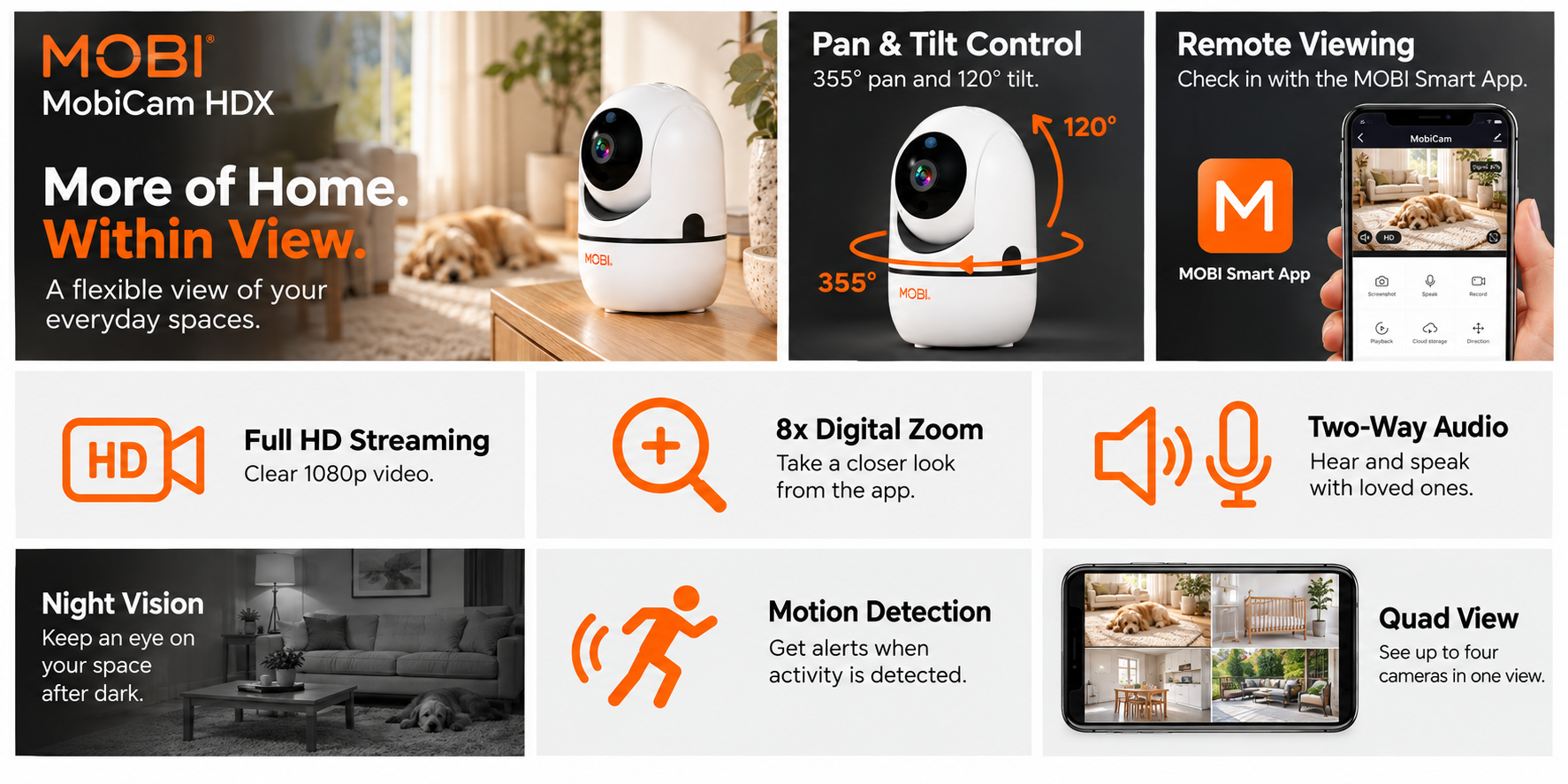 MobiCam HDX Smart HD Wi-Fi Pan & Tilt Nursery & Home Monitoring Camera feature 1