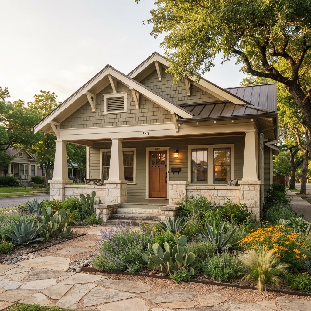 Craftsman Exterior Restoration — Exterior in Historic District, Austin TX
