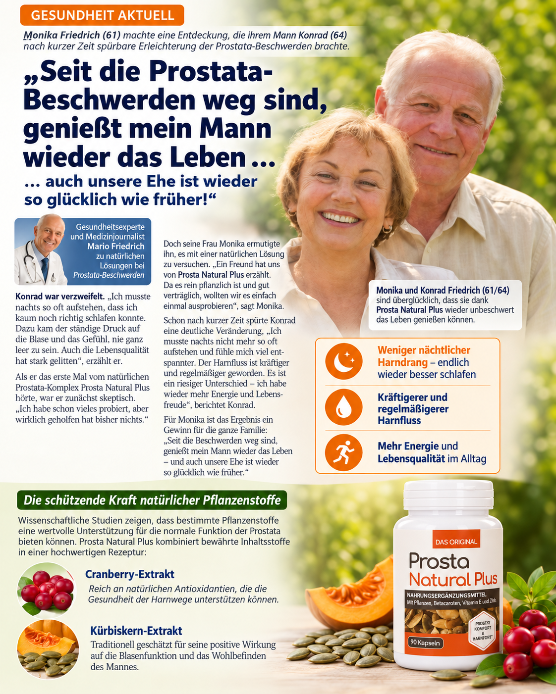 Prosta Natural Plus – Magazin-Inserat (Webfassung, Layoutvorlage)