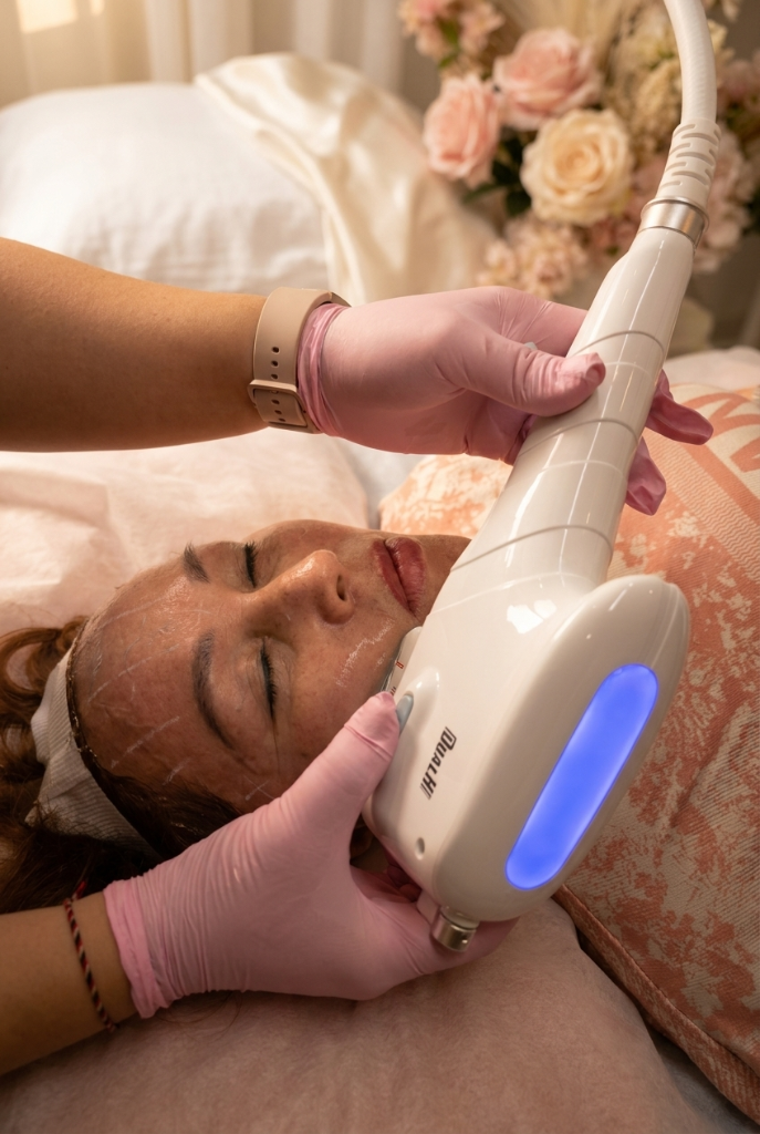 HIFU face and body treatment in progress