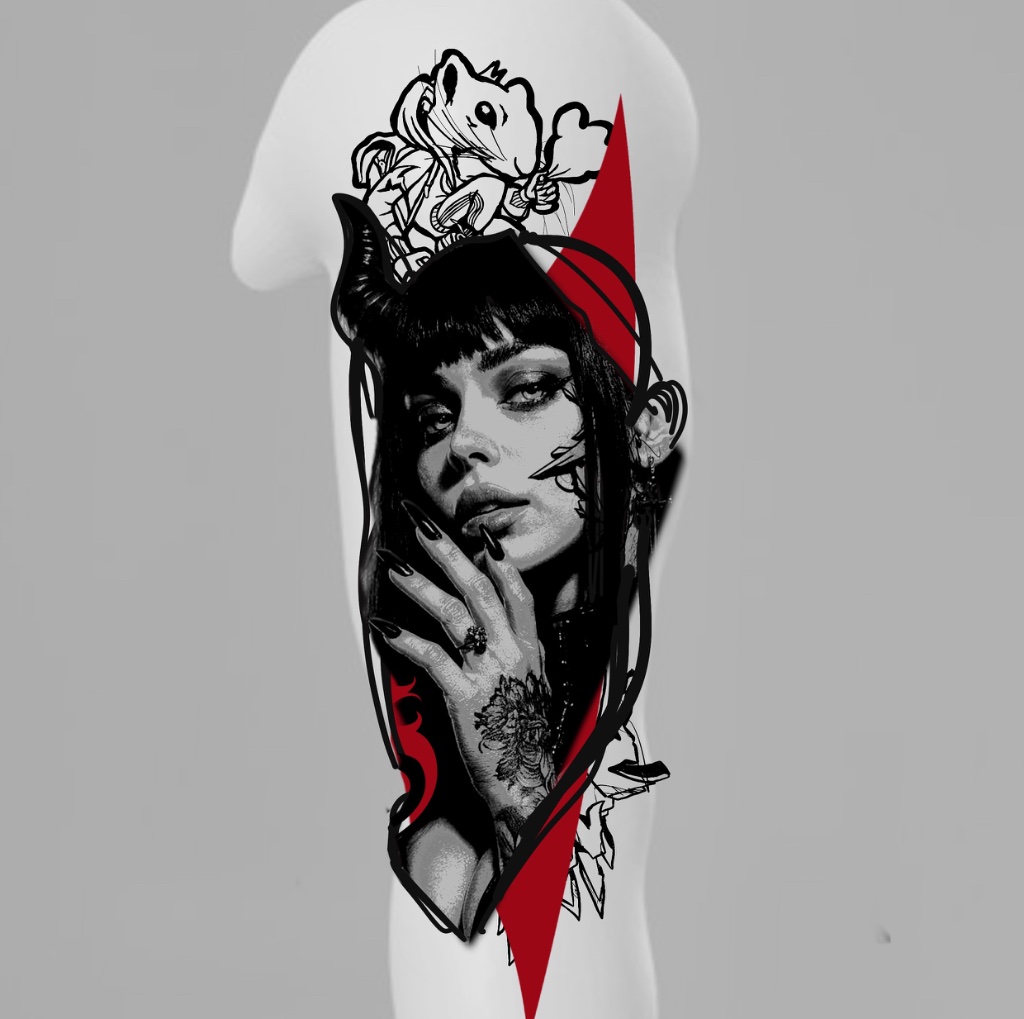 Butterfly colour back tattoo by V01 Ink