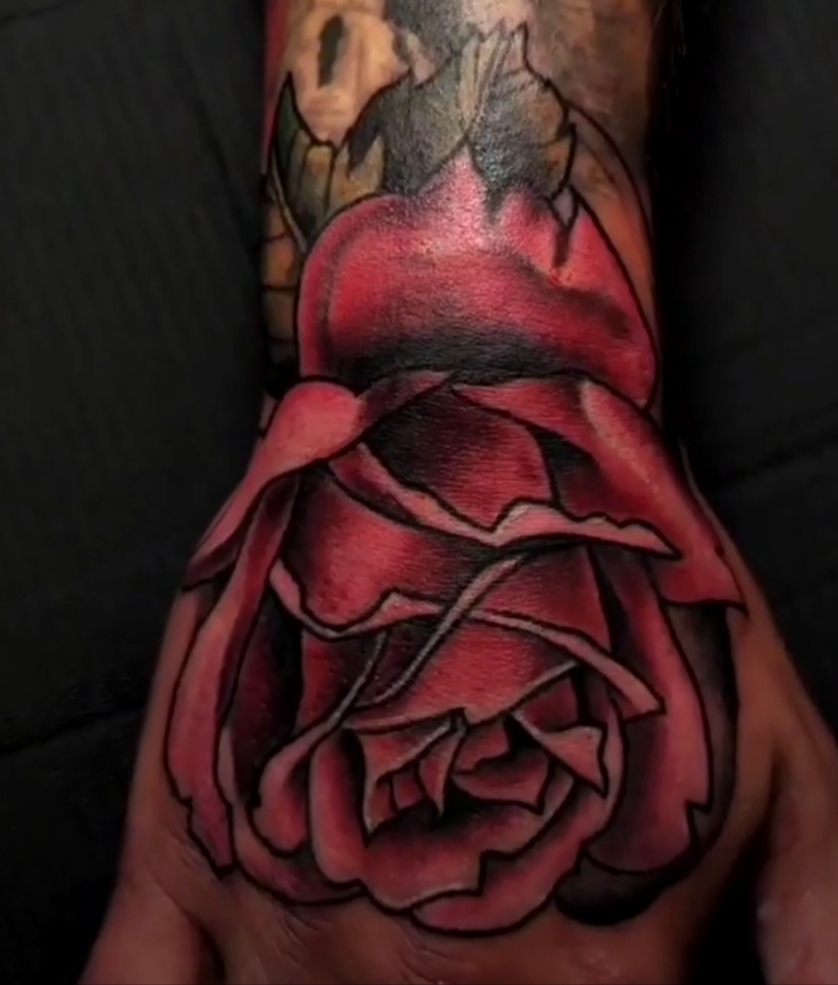 Colour neck skulls tattoo by V01 Ink