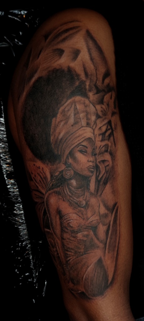 Wolf sleeve black and grey tattoo by V01 Ink